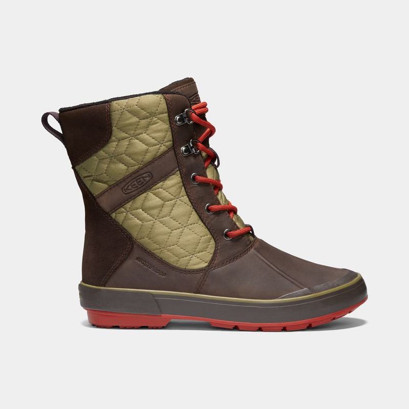 Botas De Invierno Keen Elsa II Waterproof Quilted Para Mujer Chocolate/Verdes - Botas Keen Mexico (3